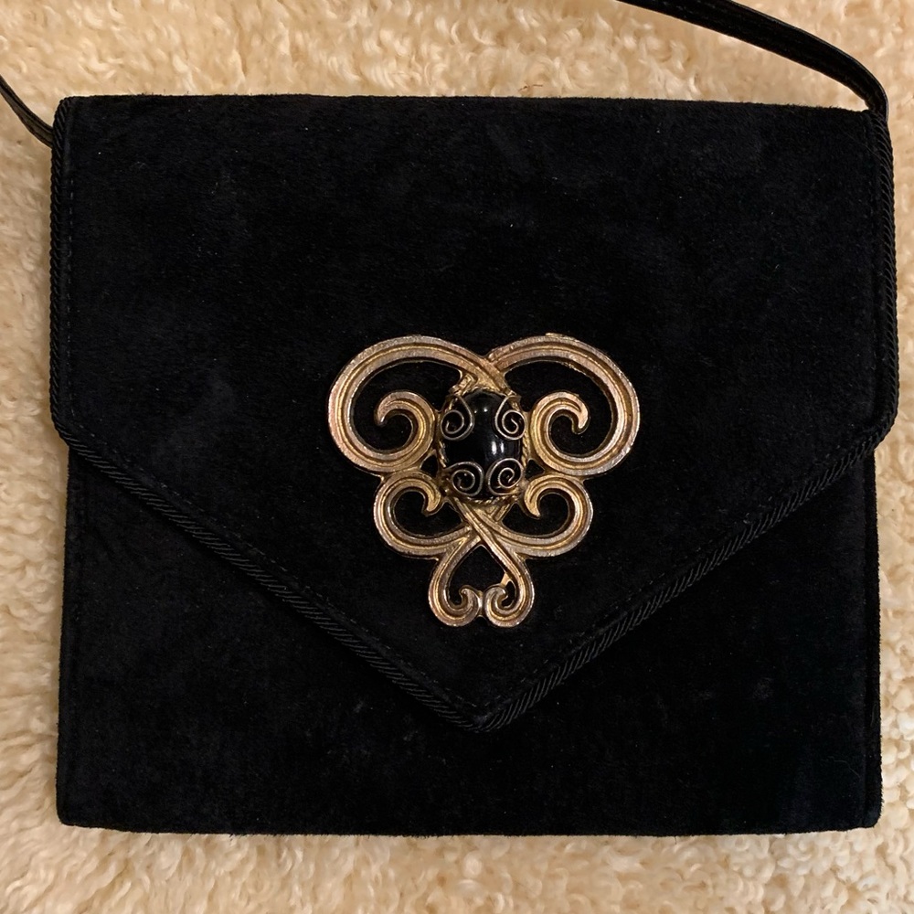 Vintage R.J. GRAZIANO Black Shoulder Bag with Jeweled Accent - Picture 2 of 13